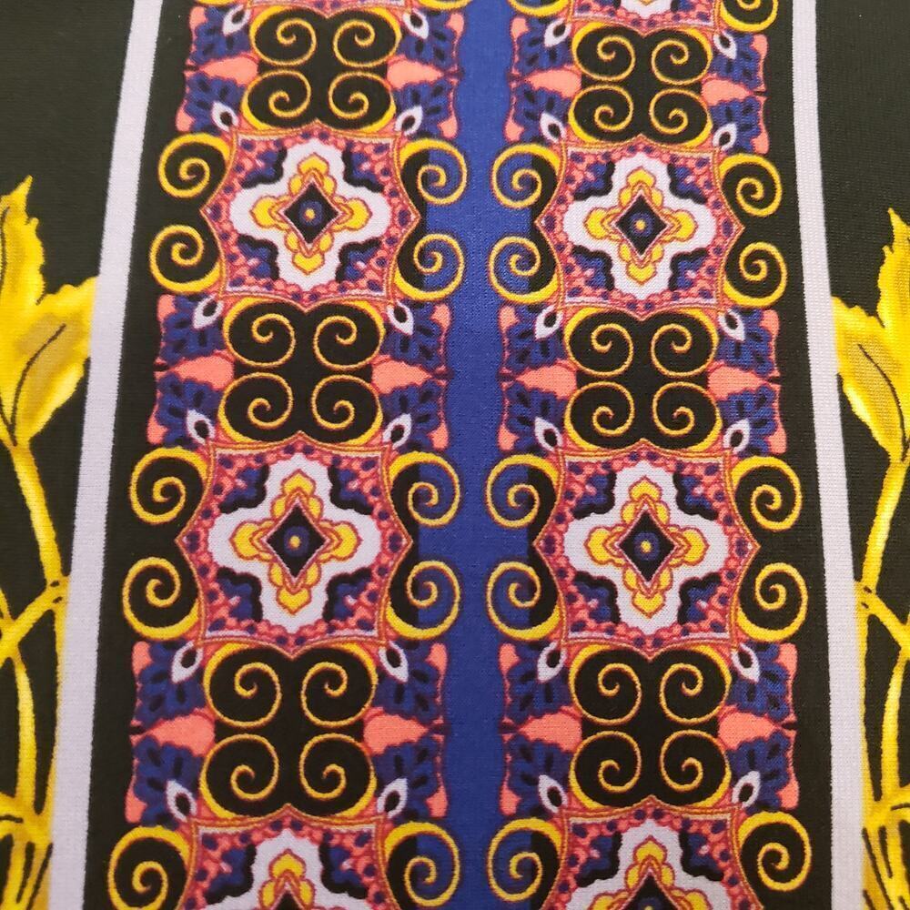 💃 London Times Mara Shift Dress – Geo Black Gold Paisley Print | Size 1X - Picture 6 of 9